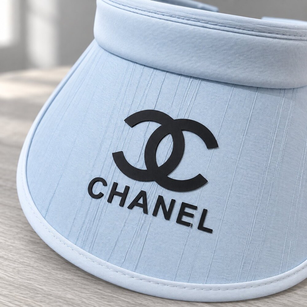CHANEL Light Blue Logo Sun Visor - Picture 5 of 6